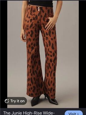 Anthropologie Maeve Rust & Black Animal Print Pants